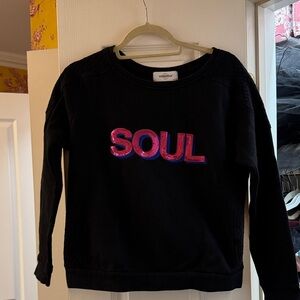 Soulcycle Black Sweatshirt with Pink and Purple 'SOUL' Design